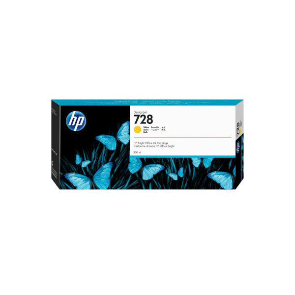 HP 728 DesignJet cartouche d'encre jaune, 300 ml