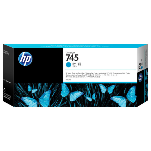 HP 745 300-ml DesignJet Cyan Ink Cartridge