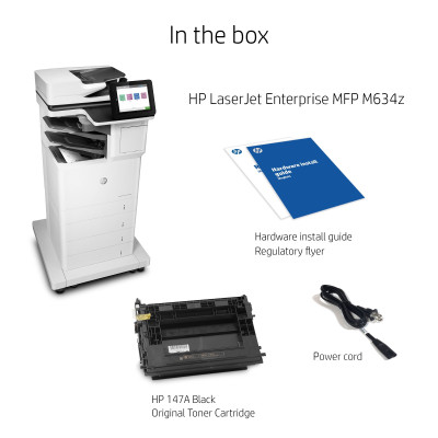 HP LaserJet Enterprise M634z Wireless Multifunction Black and white Printer, Copier, Scanner Duplex